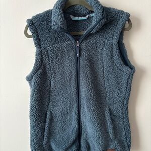 FREE COUNTRY SOFT FAUX FUR SHERPA ZIP VEST WOMENS MEDIUM Blue
